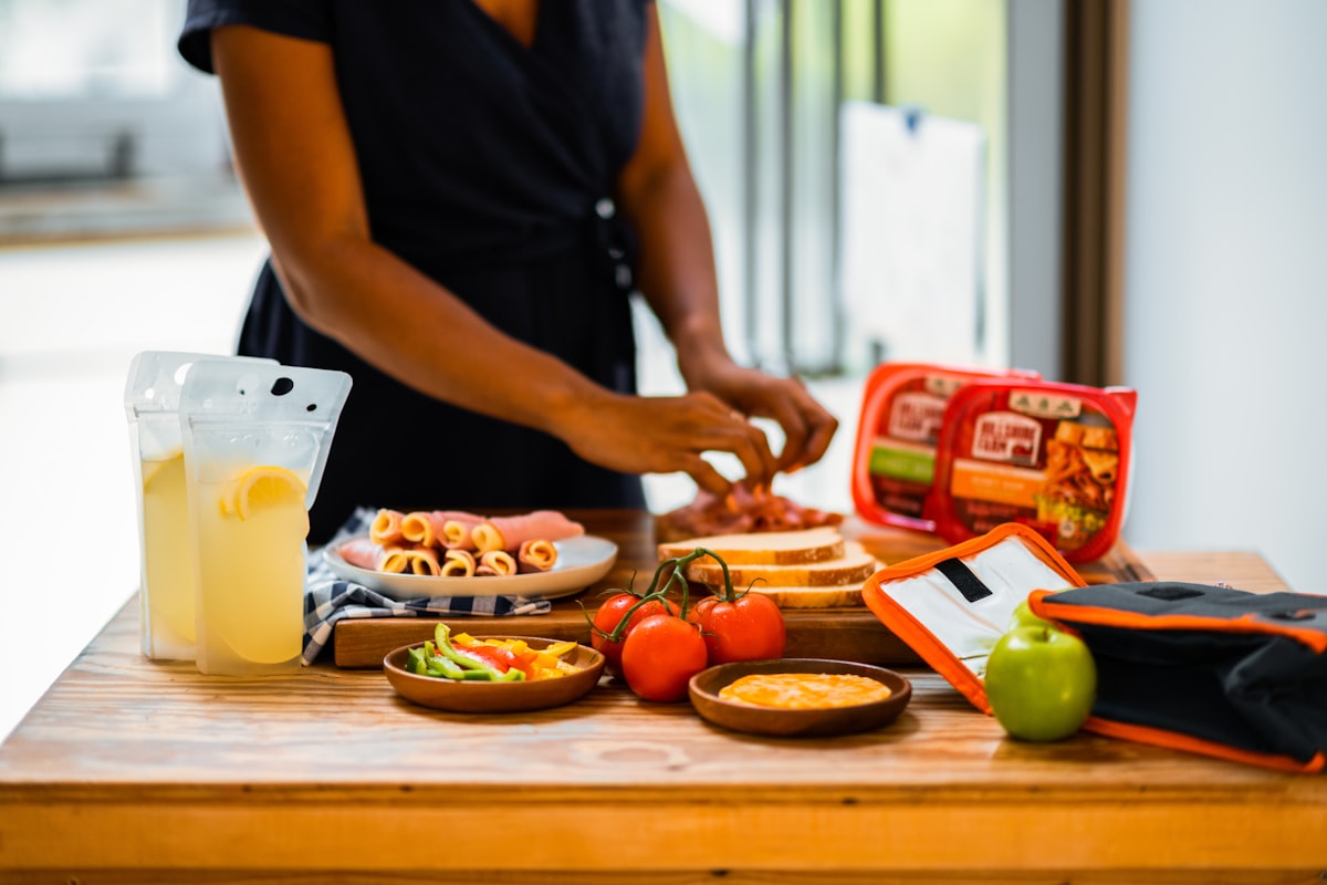 Person preparing healthy meal in modern kitchen